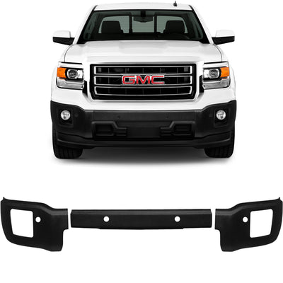 Armor-coated front bumper cover for 2014-2015 GMC Sierra 1500, Chrome Delete BumperShellz with parking sensor cutouts, tough and durable