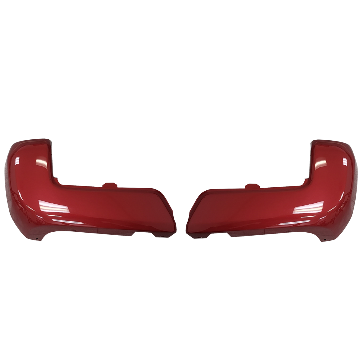 Barcelona Red rear bumper cover for 2016-2023 Toyota Tacoma, no parking sensor holes.