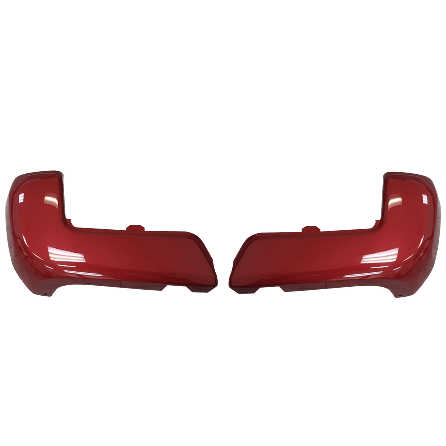 Barcelona Red rear bumper cover for 2016-2023 Toyota Tacoma, no parking sensor holes.