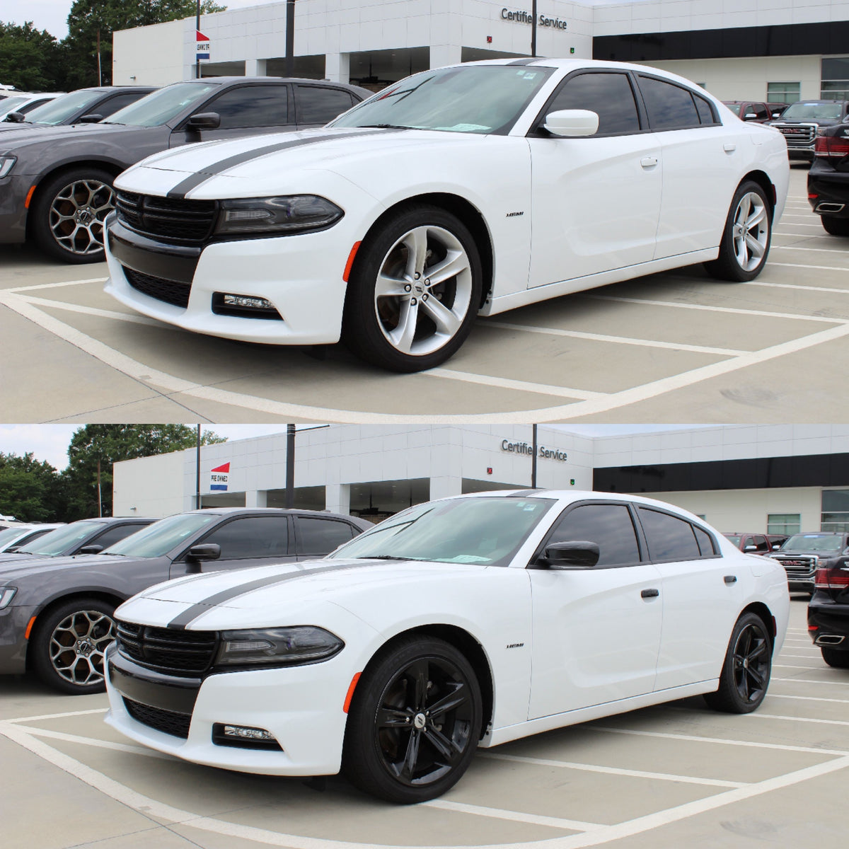 DH6186BLK 11-22 Dodge Charger W/ Smart Key 4 PCS Gloss Black Tape-on Door Handle Cover Chrome Delete Kit