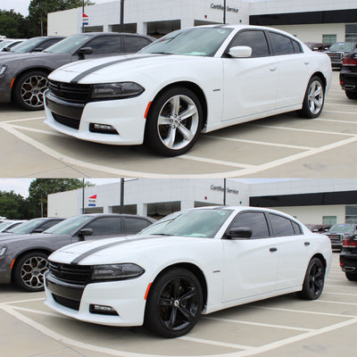 DH6186BLK 11-22 Dodge Charger W/ Smart Key 4 PCS Gloss Black Tape-on Door Handle Cover Chrome Delete Kit