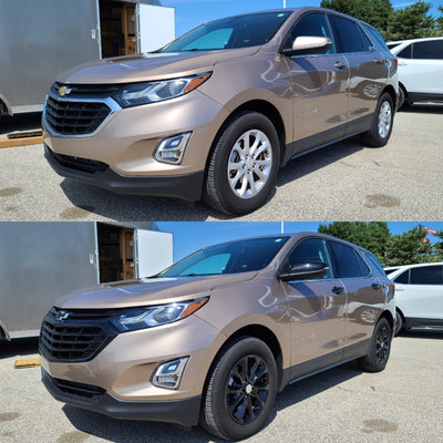 MC6287BLK 18-22 Chevrolet Equinox 2 PCS Top Gloss Black Tape-on Mirror Cover Chrome Delete Kit