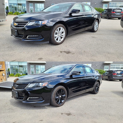 ABS6460BLK 13-20 Chevrolet Impala LS/LT/LTZ 1 PC Gloss Black Tape-on Grille Overlay Chrome Delete Kit