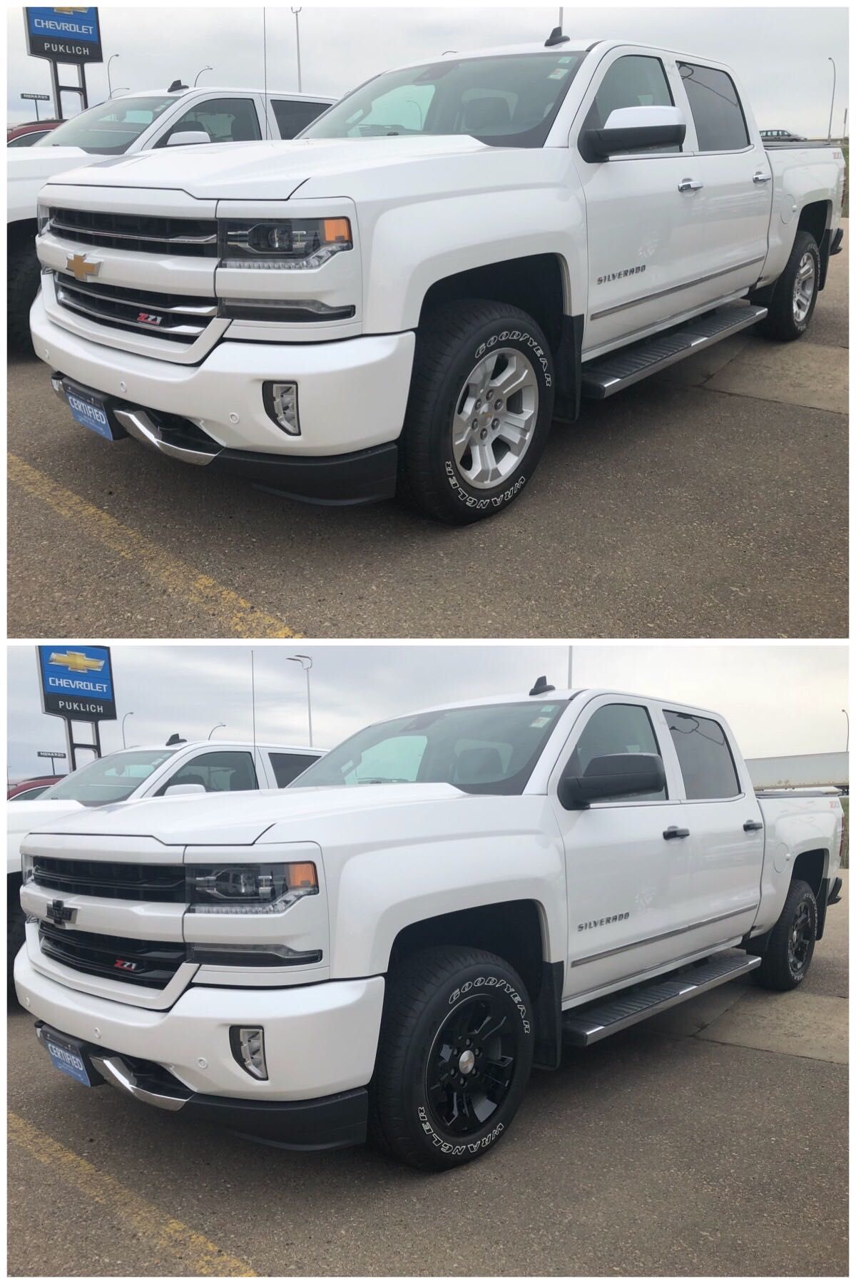 ABS6487BLK 16-18 Chevrolet Silverado 1500 Z71 3 PCS Gloss Black Tape-on Grille Overlay Chrome Delete Kit