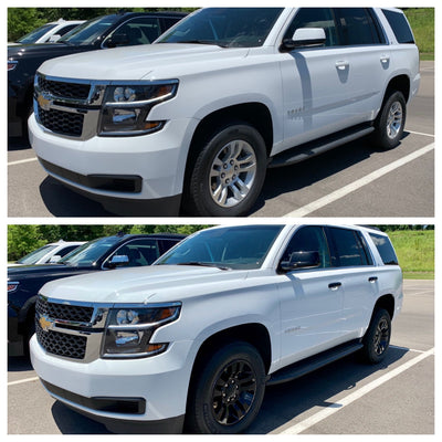 ABS6494BLK 15-20 Chevrolet Suburban 2 PCS Gloss Black Tape-on Grille Overlay Chrome Delete Kit