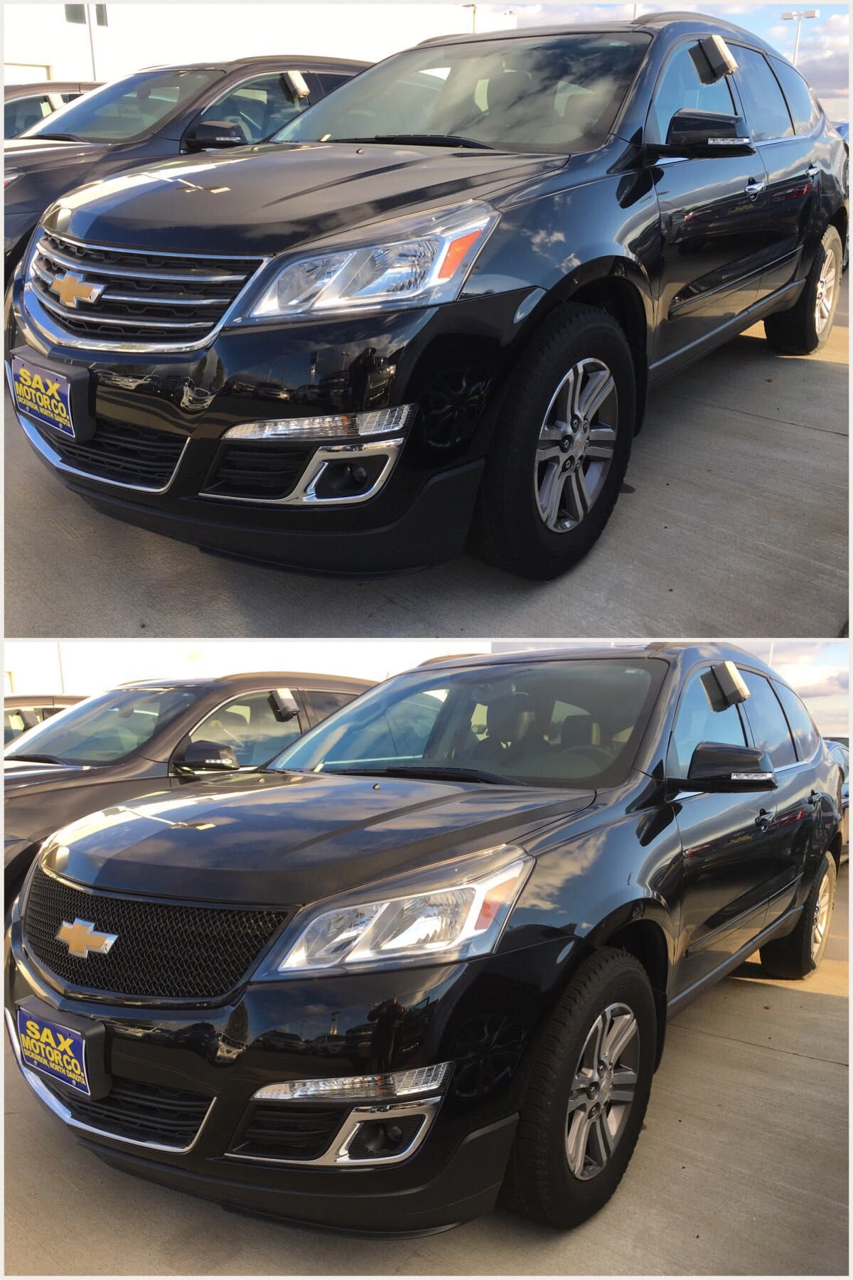 ABS6463BLK 13-17 Chevrolet Traverse LS/LT/LTZ 1 PC Gloss Black Tape-on Grille Overlay Chrome Delete Kit