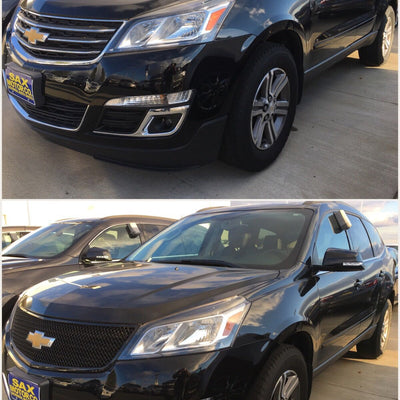 ABS6463BLK 13-17 Chevrolet Traverse LS/LT/LTZ 1 PC Gloss Black Tape-on Grille Overlay Chrome Delete Kit