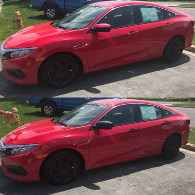 MC6281BLK 16-21 Honda Civic 2 PCS Top Gloss Black Tape-on Mirror Cover Chrome Delete Kit