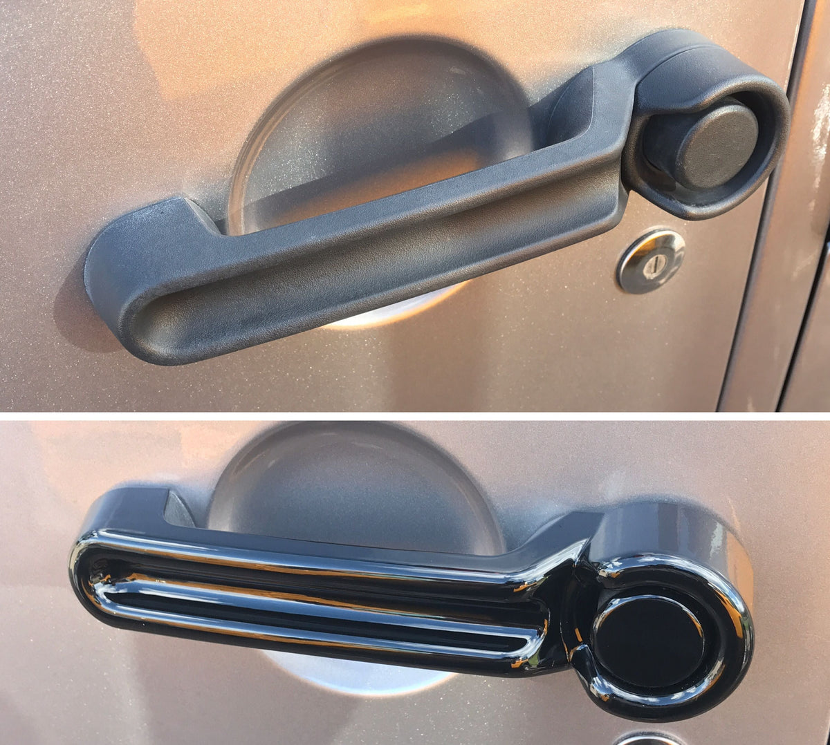 DH6122BLK 08-13 Jeep Liberty No Smart Key 8 PCS Gloss Black Tape-on Door Handle Cover Chrome Delete Kit