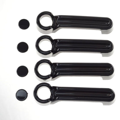 DH6122BLK 08-13 Jeep Liberty No Smart Key 8 PCS Gloss Black Tape-on Door Handle Cover Chrome Delete Kit