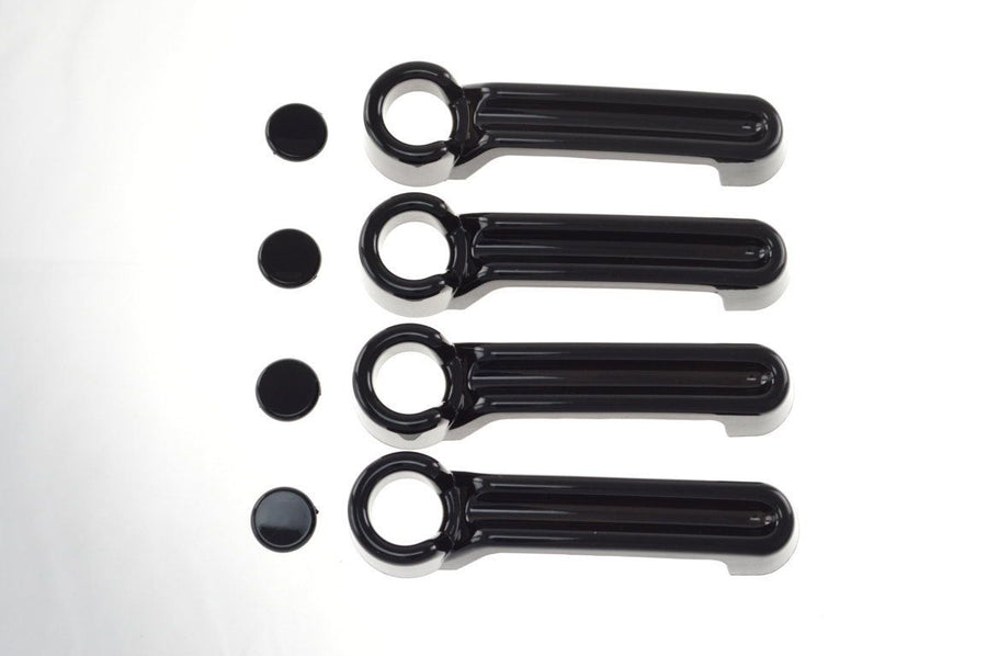 DH6122BLK 08-13 Jeep Liberty No Smart Key 8 PCS Gloss Black Tape-on Door Handle Cover Chrome Delete Kit
