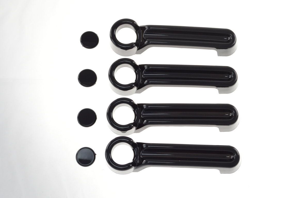 DH6122BLK 07-17 Jeep Wrangler No Smart Key 8 PCS Gloss Black Tape-on Door Handle Cover Chrome Delete Kit