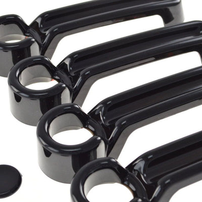DH6122BLK 08-13 Jeep Liberty No Smart Key 8 PCS Gloss Black Tape-on Door Handle Cover Chrome Delete Kit