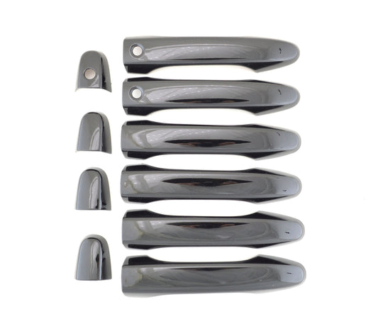 DH6242BLK 14-15 Honda Civic W/ or W/O Smart Key 8 PCS Gloss Black Tape-on Door Handle Cover Chrome Delete Kit