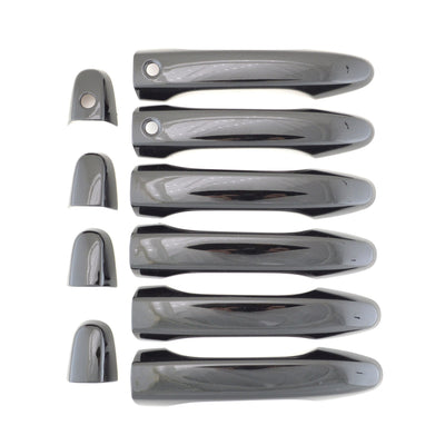 DH6242BLK 14-16 Honda CR-V W/ or W/O Smart Key 8 PCS Gloss Black Tape-on Door Handle Cover Chrome Delete Kit