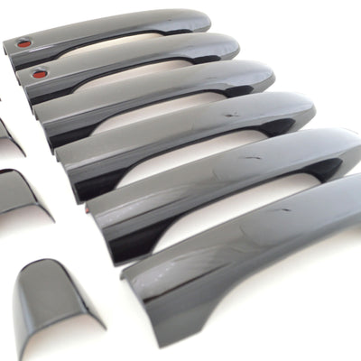 DH6242BLK 14-15 Honda Civic W/ or W/O Smart Key 8 PCS Gloss Black Tape-on Door Handle Cover Chrome Delete Kit