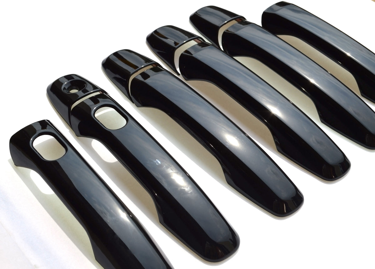 DH6262BLK 12-14 Ford Edge W/ or W/O Smart Key 8 PCS Gloss Black Snap-on W/Tape Door Handle Cover Chrome Delete Kit