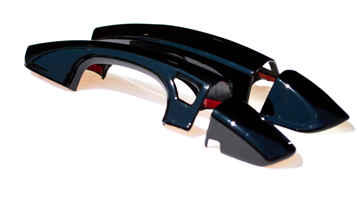 DH6263BLK 15-22 Ford Mustang W/ Smart Key 4 PCS Gloss Black Snap-on W/Tape Door Handle Cover Chrome Delete Kit