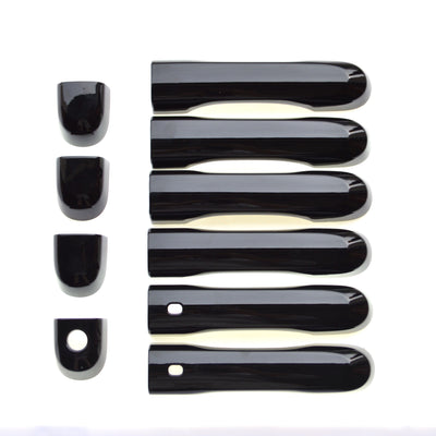 DH6272BLK 15-22 Jeep Renegade W/ or W/O Smart Key 10 PCS Gloss Black Tape-on Door Handle Cover Chrome Delete Kit