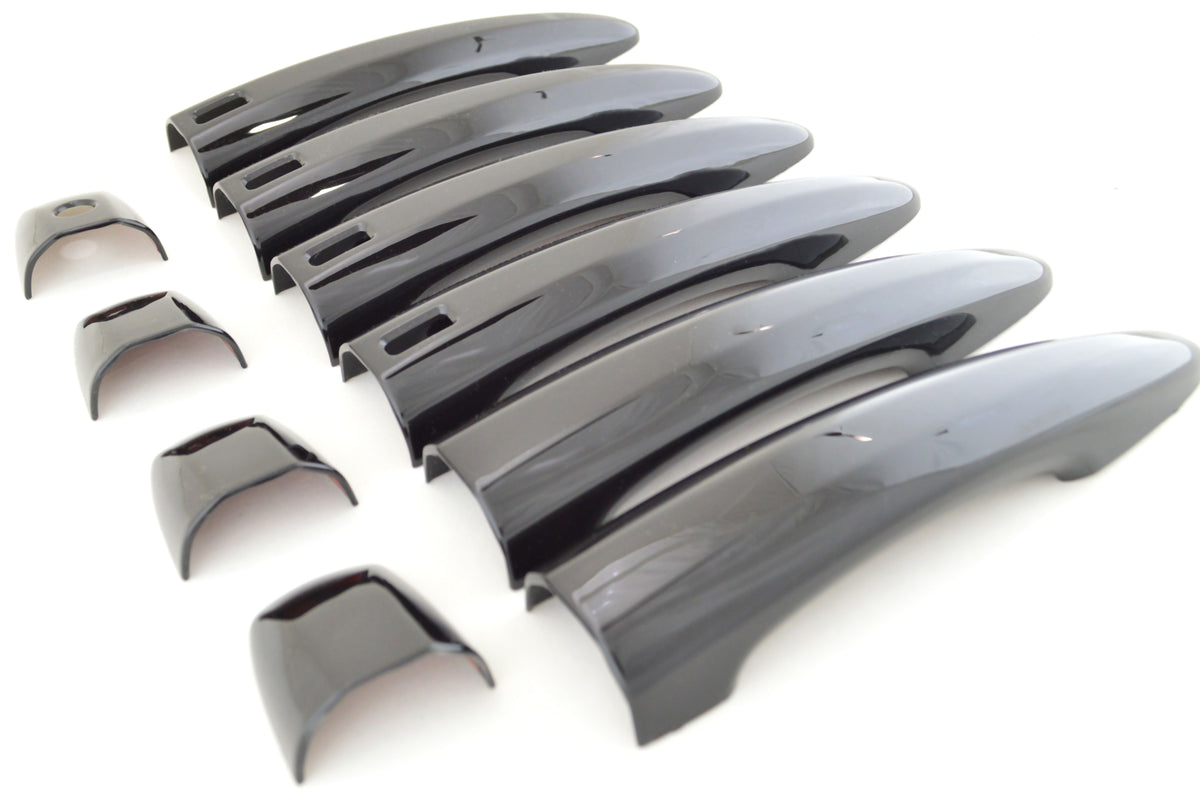 DH6292BLK 2021 Nissan Rogue W/ or W/O Smart Key 10 PCS Gloss Black Snap-on W/Tape Door Handle Cover