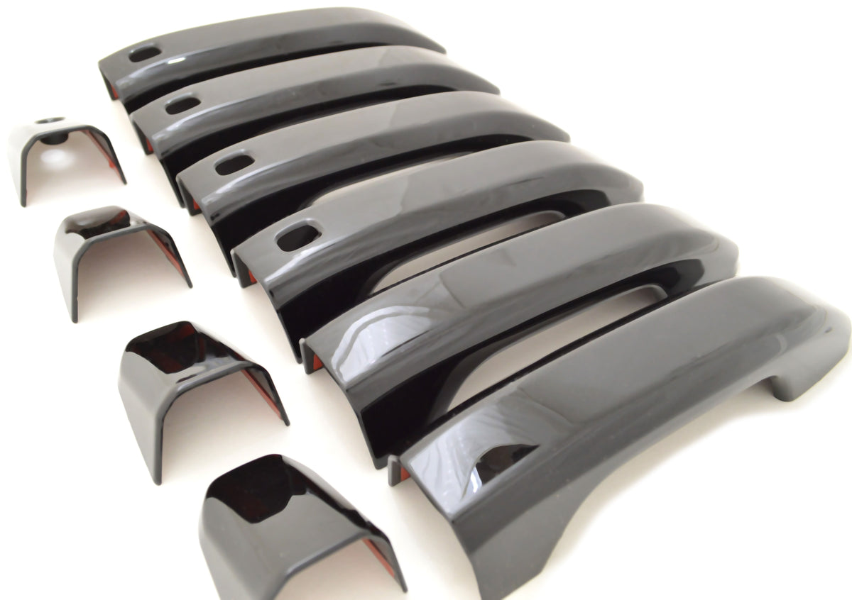 DH6310BLK 19-22 GMC Sierra 3500 HD/Sierra 2500 HD/Sierra 1500 W/ Smart Key 10 PCS Gloss Black Snap-on W/Tape Door Handle Cover