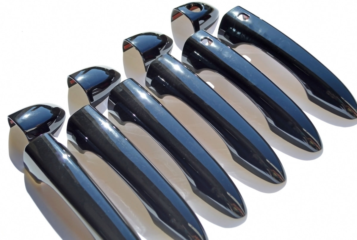DH6313BLK 14-22 Jeep Cherokee W/ or W/O Smart Key 10 PCS Gloss Black Snap-on W/Tape Door Handle Cover Chrome Delete Kit