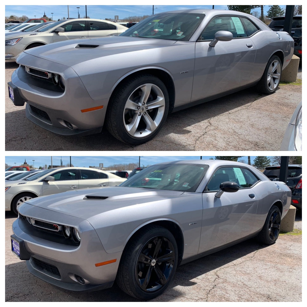 MC6235BLK 08-22 Dodge Challenger 2 PCS Full Gloss Black Tape-on Mirror Cover Chrome Delete Kit