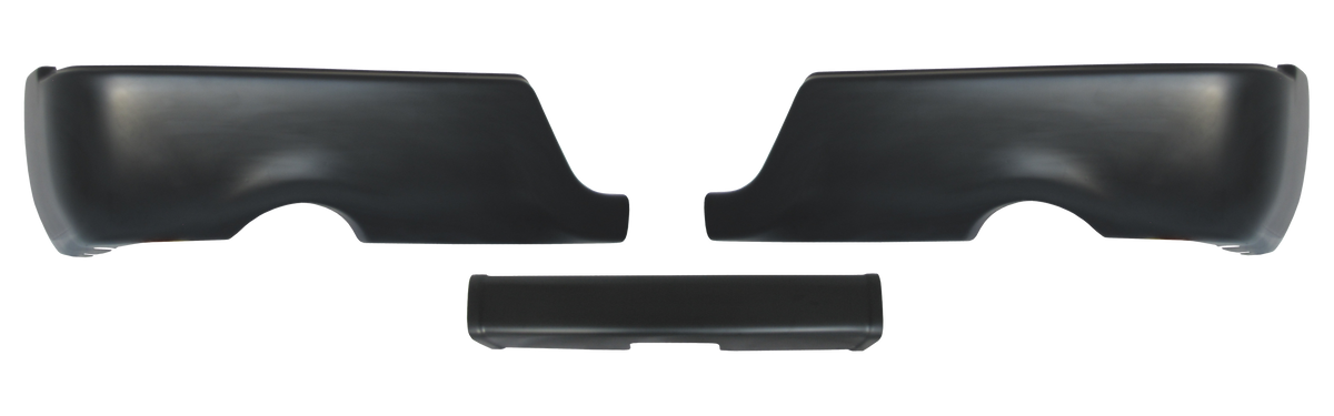 2009-2018 Ram - Rear BUMPERSHELLZ™ - Chrome Delete Truck Bumper Caps Paintable ABS (ready for color match paint) with dual exhaust Cut Outs