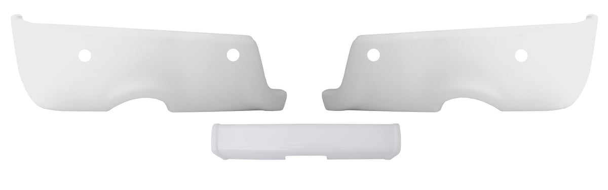 Gloss White 2009-2018 Ram - Rear BUMPERSHELLZ™  Truck Bumper Caps Chrome Delete Kit With reverse sensors and Exhaust Cut-outs