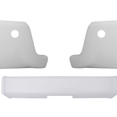 Gloss White 2009-2018 Ram - Rear BUMPERSHELLZ™  Truck Bumper Caps Chrome Delete Kit With reverse sensors and Exhaust Cut-outs