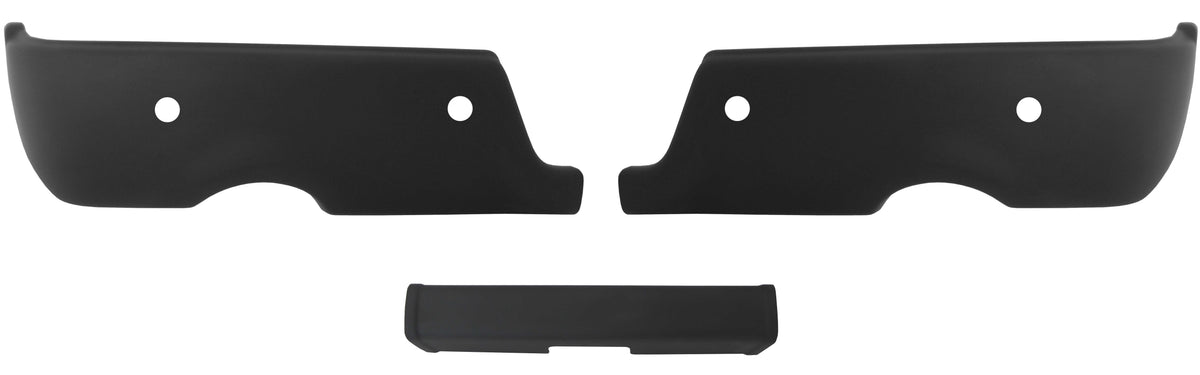 paintable 2009-2018 Ram - Rear BUMPERSHELLZ™ - Chrome Delete With reverse sensors Matte Black  with Exhaust Cut-outs