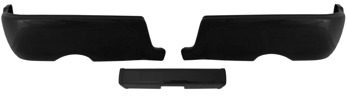 Dual exhaust 2009-2018 RAM bumper covers, in gloss black, chrome delete kit