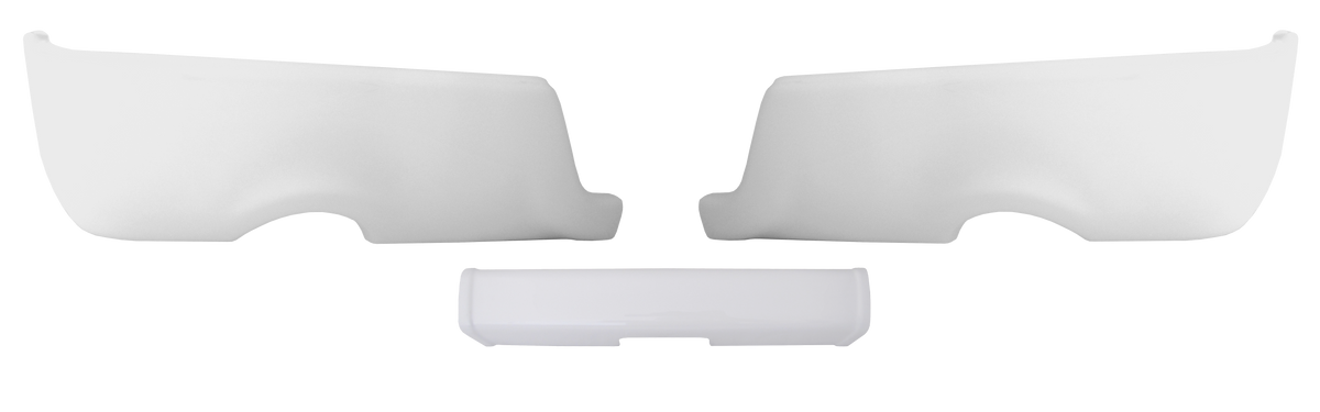 gloss white 2009-2018 Ram - Rear BUMPERSHELLZ™ - Chrome Delete Truck Bumper Caps Chrome Delete Kit with exhaust Cut Outs