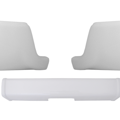 gloss white 2009-2018 Ram - Rear BUMPERSHELLZ™ - Chrome Delete Truck Bumper Caps Chrome Delete Kit with exhaust Cut Outs