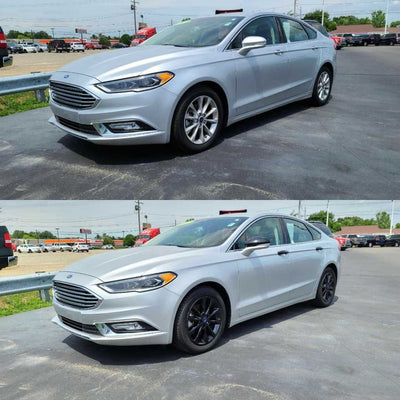 MC6259BLK 13-20 Ford Fusion 2 PCS With Turn Signal Top Gloss Black Tape-on Mirror Cover Chrome Delete Kit