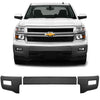 2014-2015 Chevy Silverado 1500 - Front BUMPERSHELLZ™ armor coated with fog lamp cut outs and parking sensors, installed on a truck, chrome delete kit