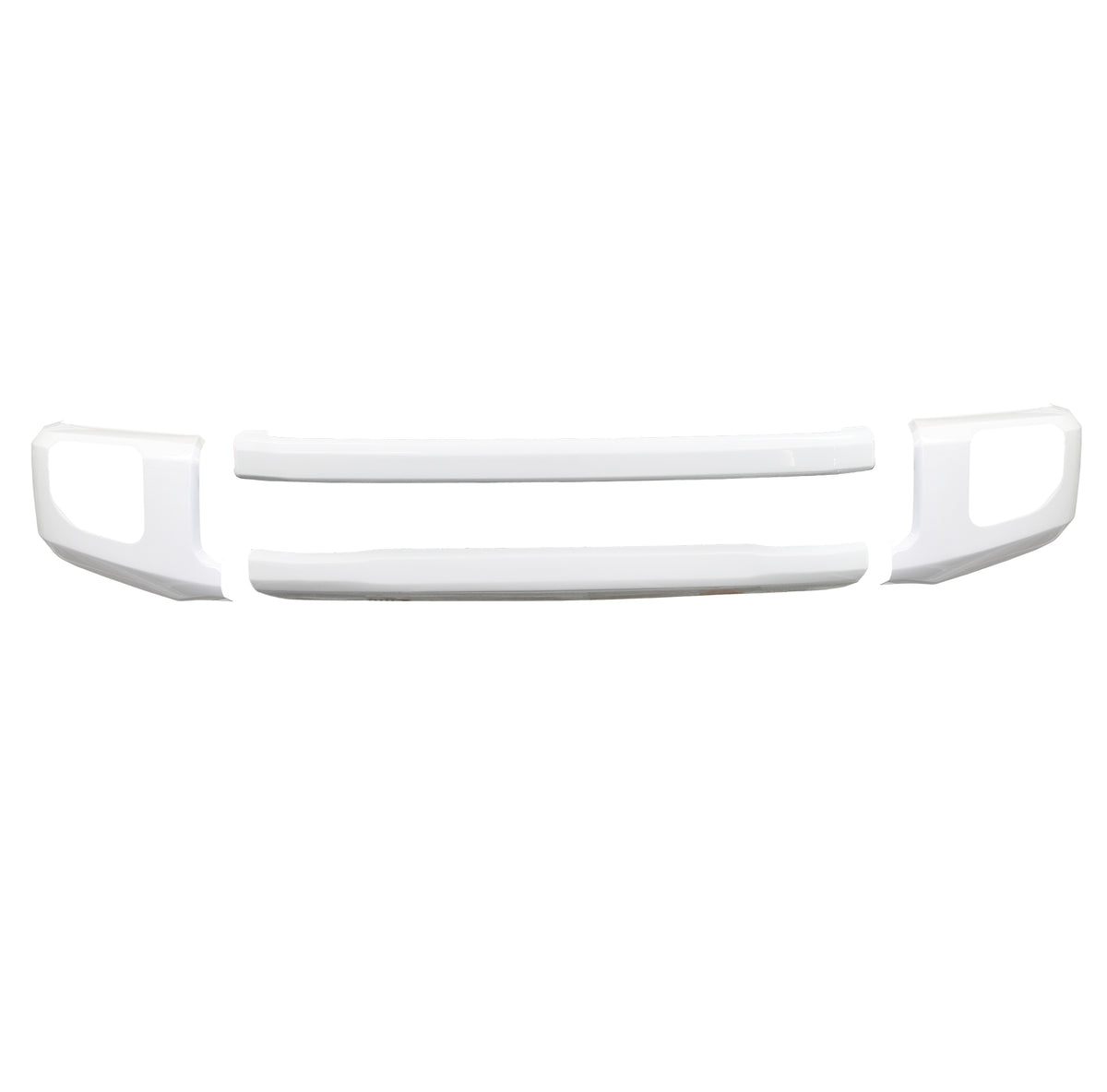 2020-2022 Ford F250/F350 Front BumperShellz in gloss white with foglamp cut outs Chrome Delete Kit