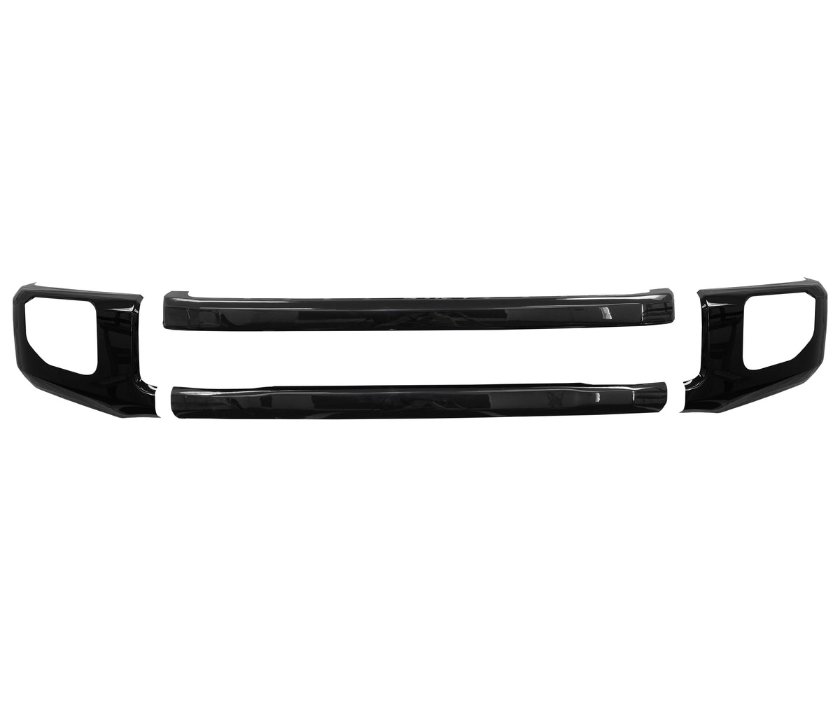 Gloss Black 2020-2022 Ford F250/F350 Front BumperShellz with foglamp cutouts, Chrome Delete Kit 