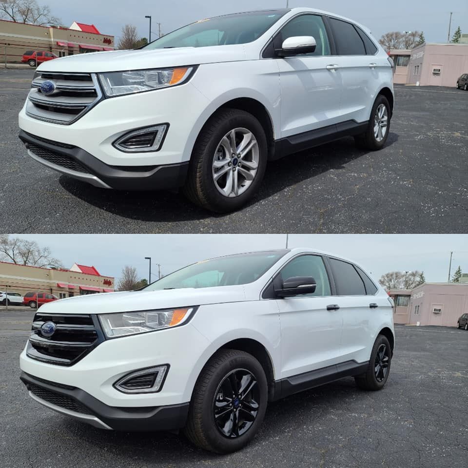 MC6276BLK 15-21 Ford Edge 2 PCS With Turn Signal Top Gloss Black Tape-on Mirror Cover Chrome Delete Kit