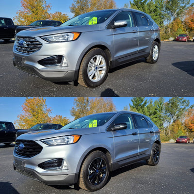 MC6276BLK 15-22 Ford Edge 2 PCS With Turn Signal Top Gloss Black Tape-on Mirror Cover Chrome Delete Kit