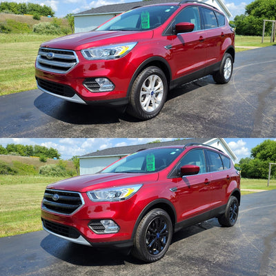 ABS6484BLK 17-19 Ford Escape 1 PC Gloss Black Tape-on Grille Overlay Chrome Delete Kit