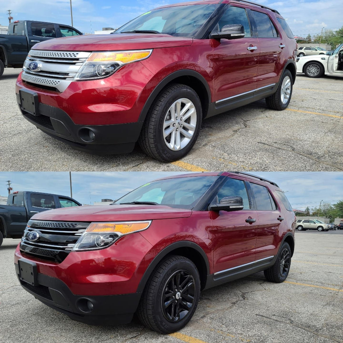 ABS6404BLK 11-15 Ford Explorer Does Not Fit Sport 3 PCS Gloss Black Tape-on Grille Overlay Chrome Delete Kit