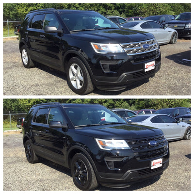 MC6270BLK 16-19 Ford Explorer 2 PCS Top Gloss Black Tape-on Mirror Cover Chrome Delete Kit