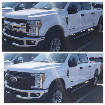 MC6262BLK 17-22 Ford F-250 Super Duty/F-350 Super Duty 2 PCS Top Gloss Black Tape-on Mirror Cover Chrome Delete Kit