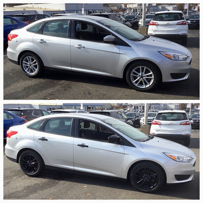 MC6196BLK 12-18 Ford Focus 2 PCS No Turn Signal Top Gloss Black Tape-on Mirror Cover Chrome Delete Kit