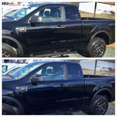 DH6291BLK 19-22 Ford Ranger No Smart Key 8 PCS Gloss Black Snap-on W/Tape Door Handle Cover