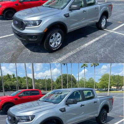 MC6302BLK 19-22 Ford Ranger 2 PCS No Turn Signal Top Gloss Black Replacement Mirror Cover Chrome Delete Kit