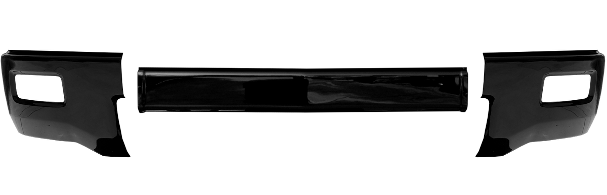 Gloss Black Front Bumper overlay with fog lamp cut-outs, 2014-2015 Chevy Silverado, chrome delete kit
