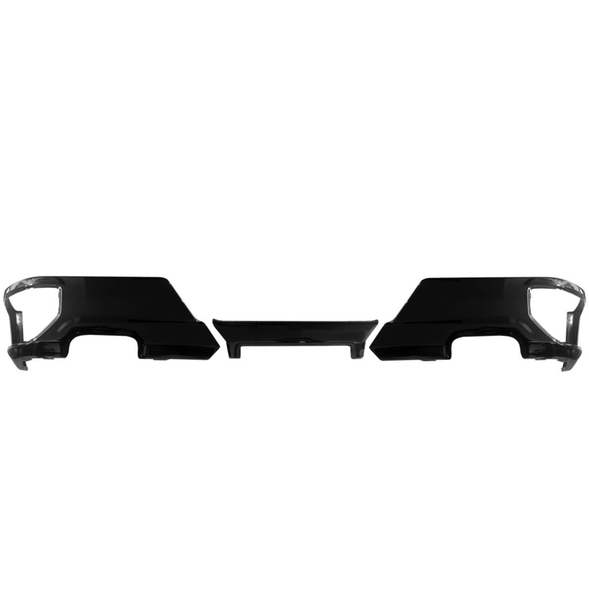 Gloss Black 2019-2024 Silverado/Sierra Rear Bumper Cover with Exhaust cut outs, no parking sensors- Chrome Delete Kit