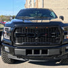 Gloss Black Front Bumper Covers installed on a 2015-2017 Ford F-150, Full Chrome Delete Kit